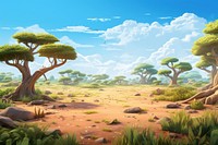 Landscape outdoors savanna cartoon. 