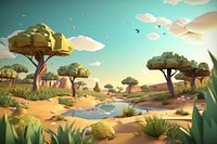 Landscape outdoors savanna cartoon. AI generated Image by rawpixel.