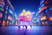 Shopping cartoon light city. AI generated Image by rawpixel.