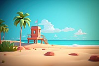 Beach outdoors cartoon summer. AI generated Image by rawpixel.