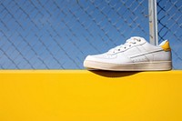 Footwear sneaker yellow white. 