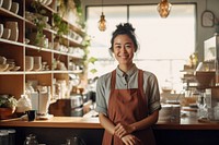 Tea cafe female adult entrepreneur. 