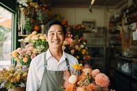 Flower shop adult plant entrepreneur. 