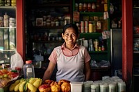 Local grocery store adult entrepreneur greengrocer. 