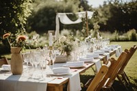 Outdoors table furniture wedding. 