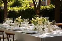 Outdoors table tablecloth furniture. 