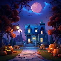 Halloween night outdoors cartoon