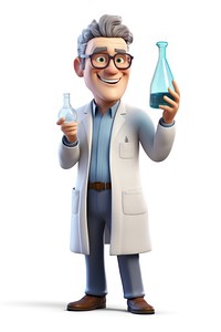 Scientist cartoon bottle white background. AI generated Image by rawpixel.