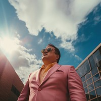 Sunglasses portrait outdoors blazer. 