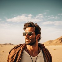 Sunglasses portrait outdoors nature. 