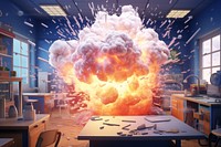 Explosion table fire architecture. AI generated Image by rawpixel.