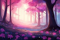 Woodland forest purple tree. AI generated Image by rawpixel.