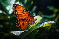 Butterfly animal insect leaf. 