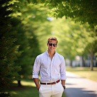 Sunglasses portrait outdoors nature. 