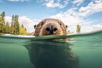 Wildlife swimming outdoors animal. AI generated Image by rawpixel.