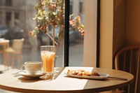 Breakfast furniture brunch window. 