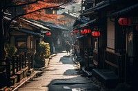 Architecture building street autumn. 