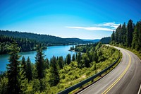 Forest road outdoors nature. AI generated Image by rawpixel.