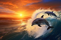 Dolphin animal ocean wildlife. AI generated Image by rawpixel.