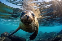 Underwater swimming outdoors animal. 