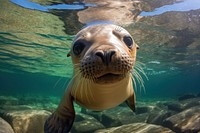 Underwater swimming outdoors animal. AI generated Image by rawpixel.