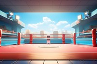 Boxing cartoon sports architecture. 