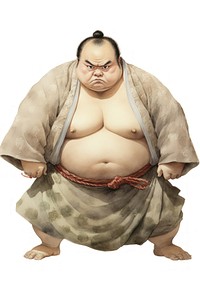 Adult sumo face white background. 