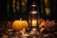 Lantern autumn pumpkin candle. AI generated Image by rawpixel.