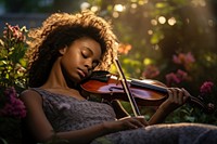 Violin musician performance relaxation. 