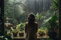 Rain outdoors nature window. 