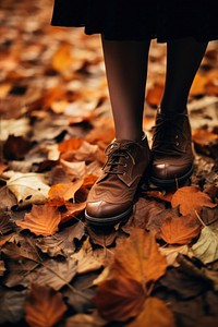 Autumn leaf shoe photography. 