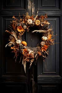 Wreath autumn door leaf. 