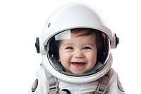 Astronaut helmet baby smiling. 