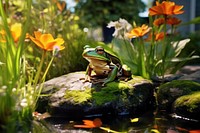 Pond frog amphibian wildlife. 