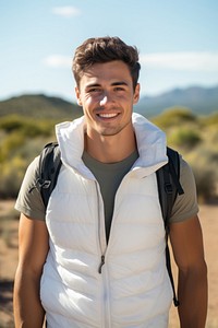 Backpack outdoors smile sunny. 