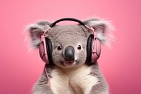 Koala headphones mammal pink. AI generated Image by rawpixel.