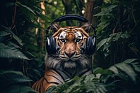 Tiger tree headphones wildlife. 