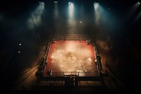 Sports architecture illuminated boxing ring. 