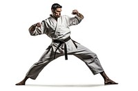 Sports karate adult white background. 