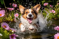 Flower nature dog outdoors. AI generated Image by rawpixel.