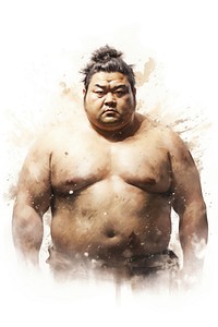 Portrait adult sumo white background. AI generated Image by rawpixel.