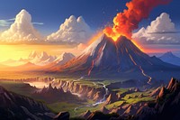 Volcano landscape mountain outdoors. AI generated Image by rawpixel.