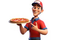 Pizza cartoon food white background. AI generated Image by rawpixel.