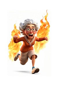 Cartoon fire white background exercising. AI generated Image by rawpixel.