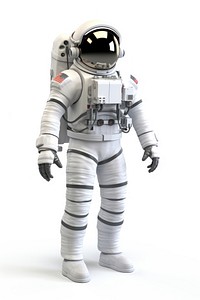 Astronaut robot white white background. 