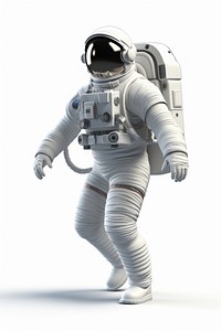 Astronaut white background futuristic protection. 