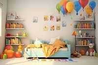 Bedroom furniture balloon cartoon. 