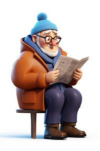 Reading sitting cartoon paper. AI generated Image by rawpixel.