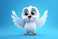 Cartoon animal white bird. 