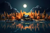 Night landscape outdoors cartoon. AI generated Image by rawpixel.